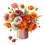Алмазная (кристальная) мозаика Фрея, Букет маков, 40х40 см