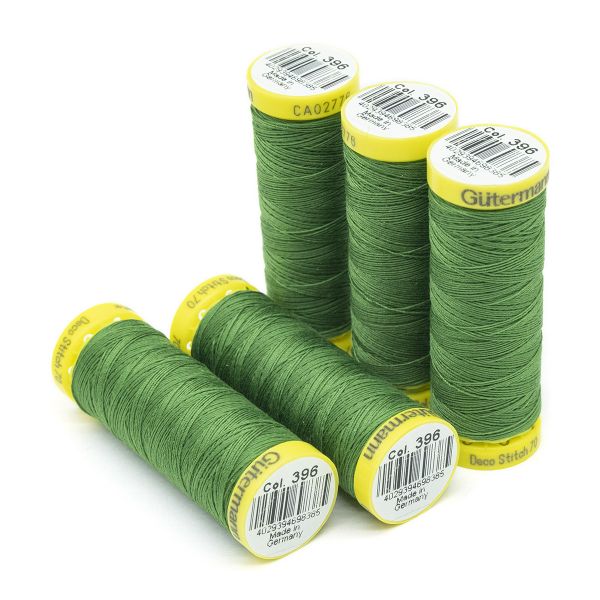 Нитки отделочные Gutermann Deco Stitch 70, 70м, 396 ярко-зеленый, 5 катушек