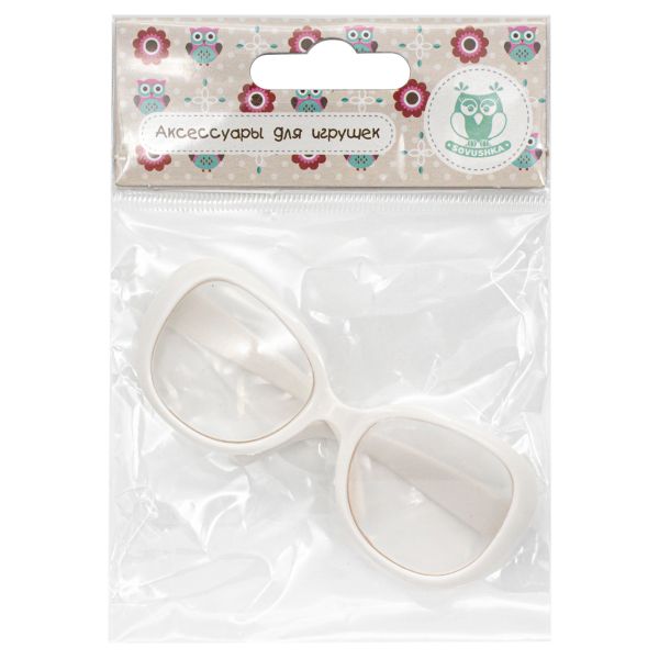 Очки для куклы со стеклом, пластик, 8,5 см, 1шт, белый
