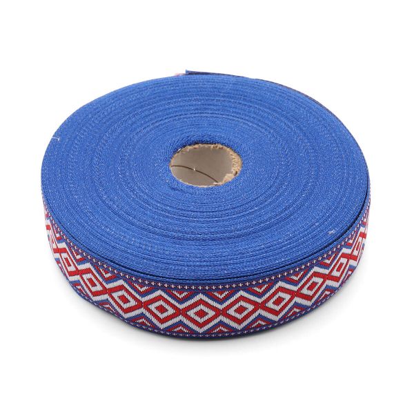 Лента (тесьма) жаккардовая 32.0 мм / 25±1 метров, рис. 9496, (6 синий) С1853Г17