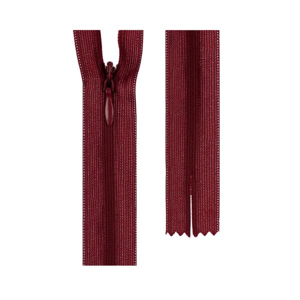 Молния потайная (скрытая) Т3 (3 мм) 1 зам., н/раз., 18 см, пластик, 172 бордовый, G013P Gamma, 10 шт