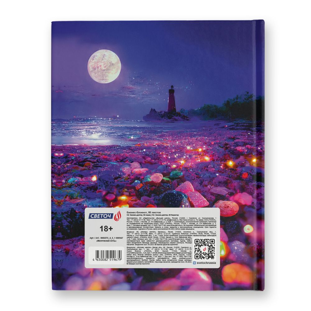 Бизнес-блокнот, глянцевая ламинация, A5+ 80 л. 22 шт, клетка, Магическая ночь 000947, Светоч 80ББТ5_4_5_1