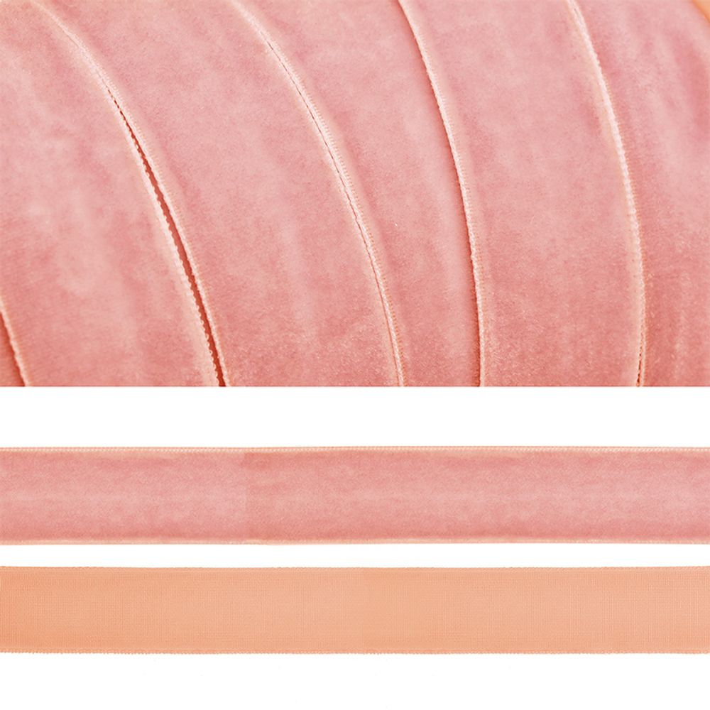 Лента бархатная 20 мм, LB2076 нейлон гряз.розовый уп.20м