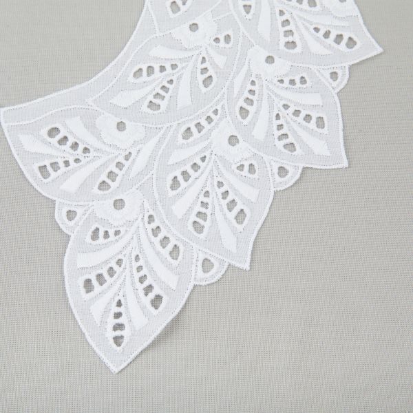 Пришивной кружевной воротник шитьё 120 мм, 5 пар Турция, белый, Gamma VYEM-28-02
