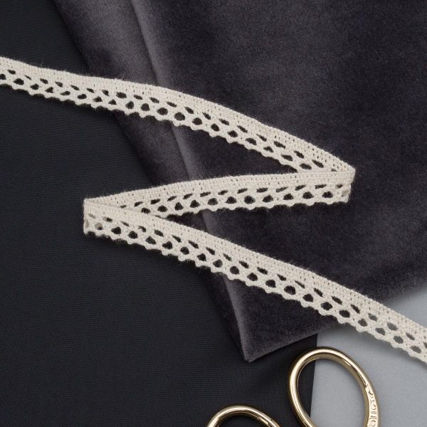 Кружево вязаное (тесьма) 10 мм / 13.72 метра, хлопок, неотбеленный, 3AR3335