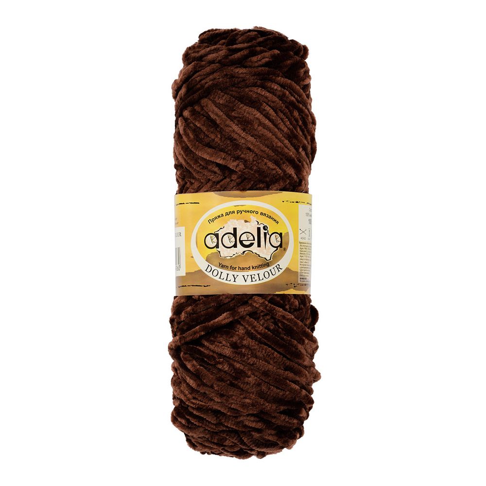 Пряжа Adelia Dolly Velour / уп.5 мот. по 100г, 93м, 24 коричневый