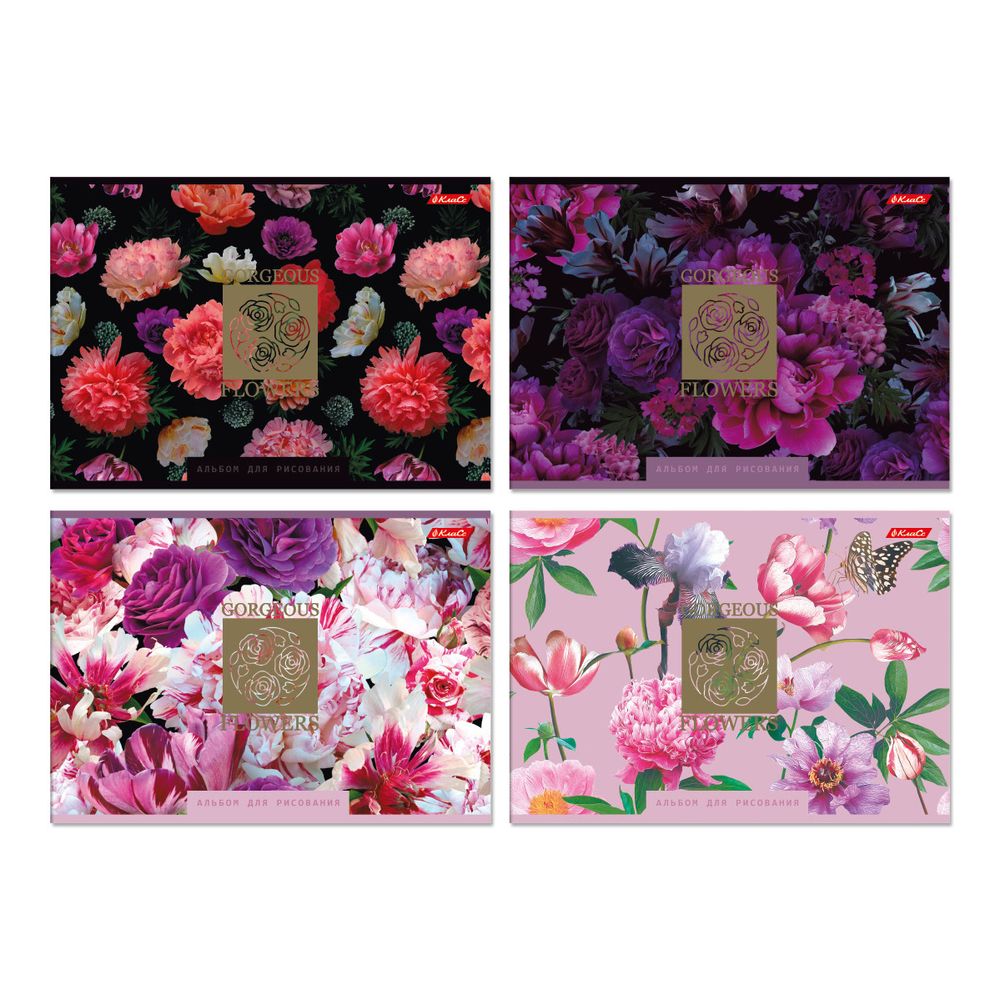 Альбом для рисования, фольга, 100 г/м², A4 29х20.5 см, склейка с одной стороны 40 л., 4 шт, 40АЛКЛ4_000255 Чарующий дурман, Светоч