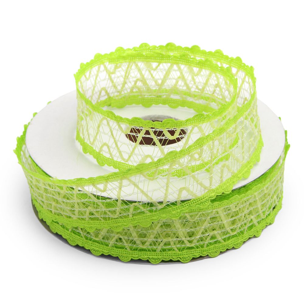 Тесьма отделочная ажурная 38 мм, 25 м, (05 салатовый)