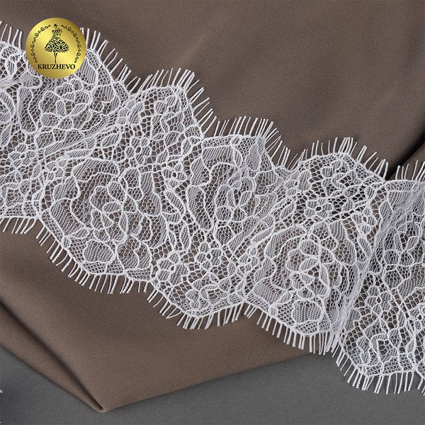 Кружево шантильи (реснички) 80 мм, цв.1 белый, 3 метра, Kruzhevo