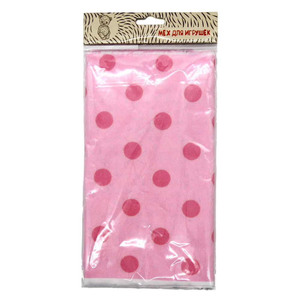 Мех коротковорсовый 3мм с принтом горох, 47*47см (±2см), 100% п/э (светло-розовый/розовый) 29495