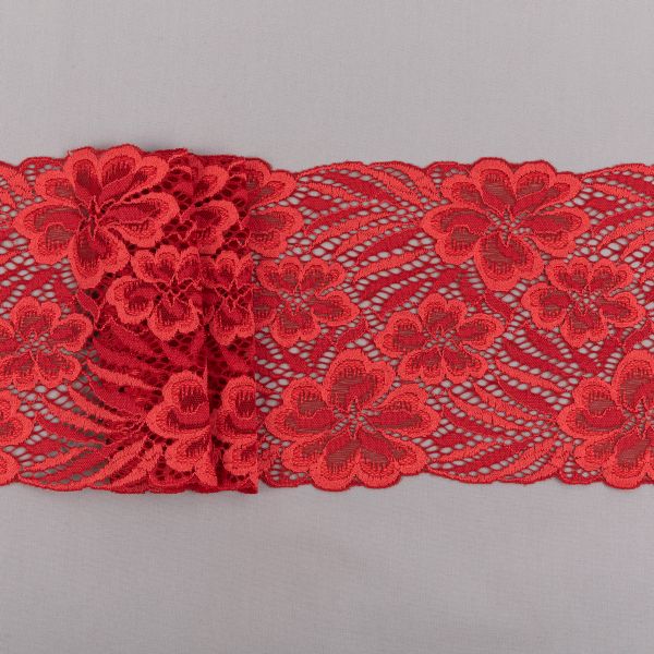 Кружево бельевое эластичное 160 мм / 3±0.2 метра, Турция, красный, Blitz