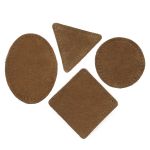 Набор заплаток пришивных из замши, круг, квадрат, треугольник, овал 6см, с перфорацией, 4 шт (32 кэмел), 59723