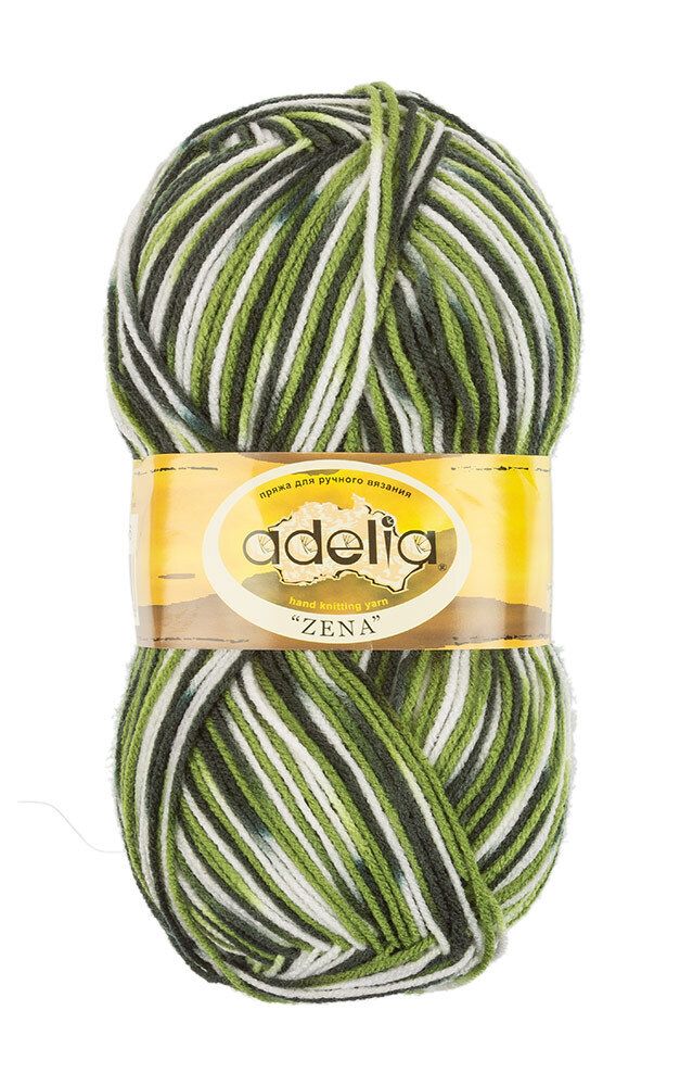 Пряжа Adelia Zena / уп.5 мот. по 100г, 308м, 86 салат, травяной, т.зеленый