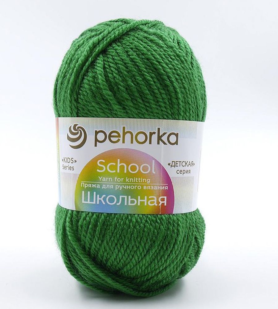 Пряжа Пехорка Школьная / уп.5 мот. по 50 г, 150 м, цв.192 зелень
