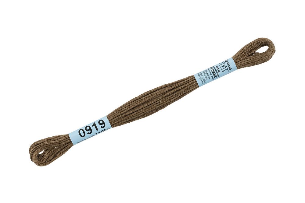 Мулине Gamma 100% хлопок, цв.0919 т.сер-хаки, 24 мотка по 8 метров