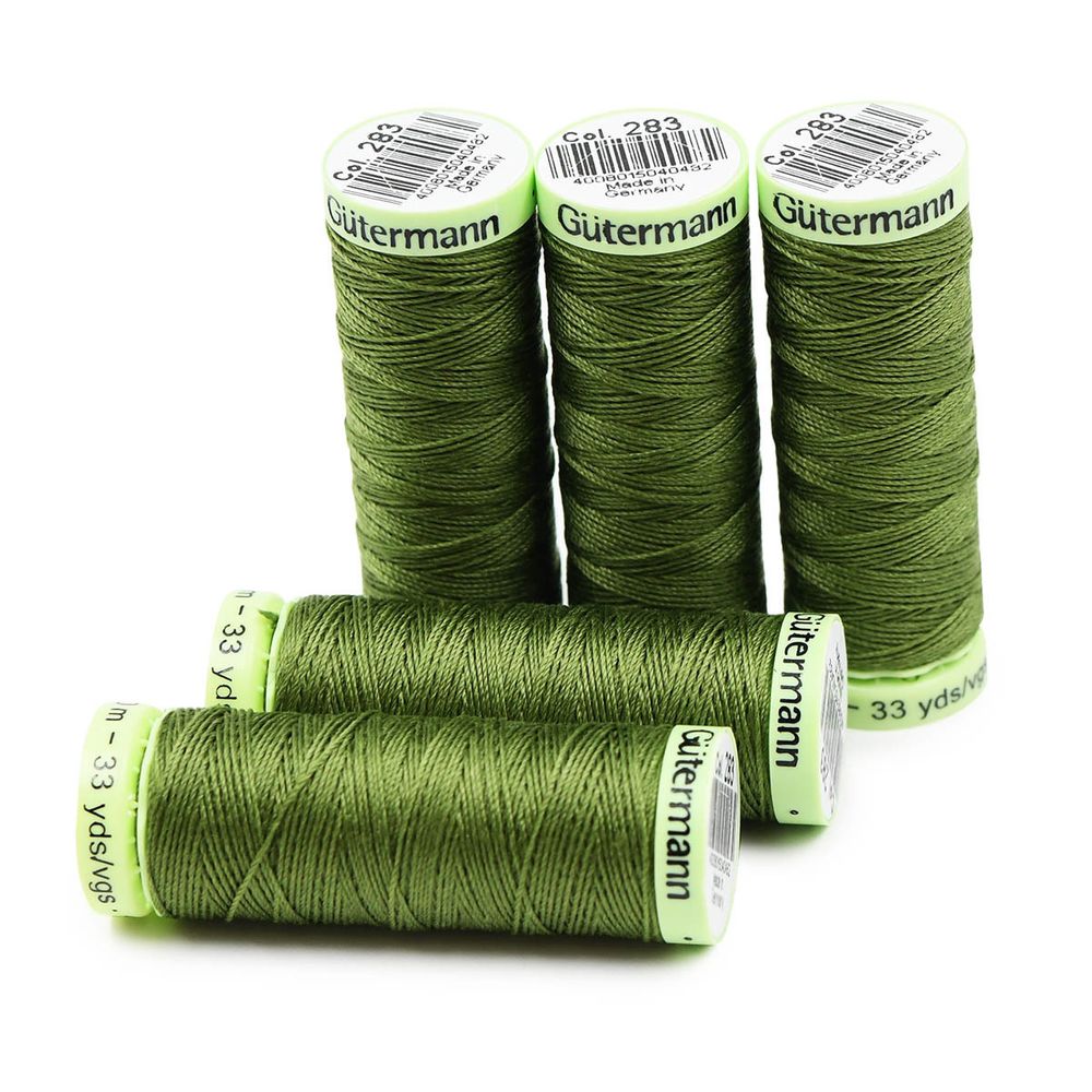 Нитки отделочные Gutermann Top Stitch, 30м, 283 умеренный папоротник, 5 катушек