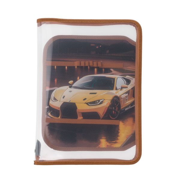 Папка для труда А4 молния вокруг, пластик (золотое авто), ПТР-1