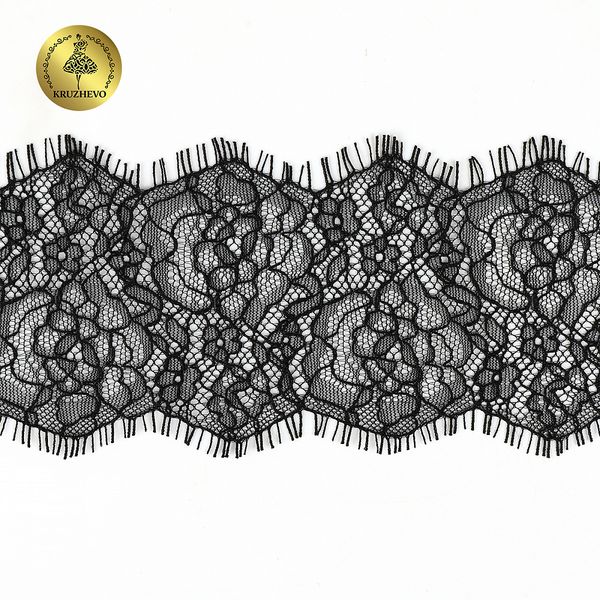 Кружево шантильи (реснички) 80 мм, цв.2 черный, 3 метра, Kruzhevo