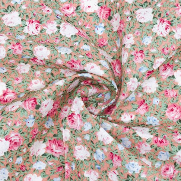 Ткань для рукоделия в наборе Цветы-01 Ткань для рукоделия с лентой (01*713: х/б 48*50см+1,5м), бежевый, 29298