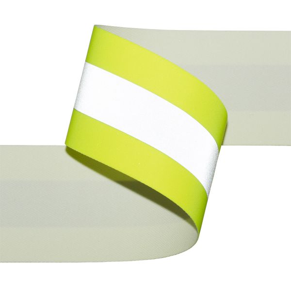 Лента со светоотражающей полосой [cpl:420], 50 мм / 25 метров, 100% хлопок, 03 серый/лимонный, Gamma FR9303 15-20-15