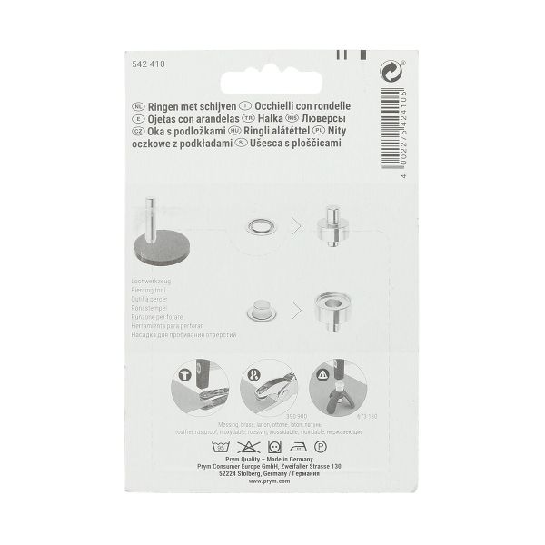 Люверсы металл ⌀_5.0 мм (внутр.), цв.серебристый, Prym, 40 шт