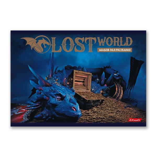 Альбом для рисования, бронзовая краска, 100 г/м², A4 29х20.5 см, склейка с одной стороны 40 л., 4 шт, 40АЛКЛ4_000249 Затерянный мир, Светоч