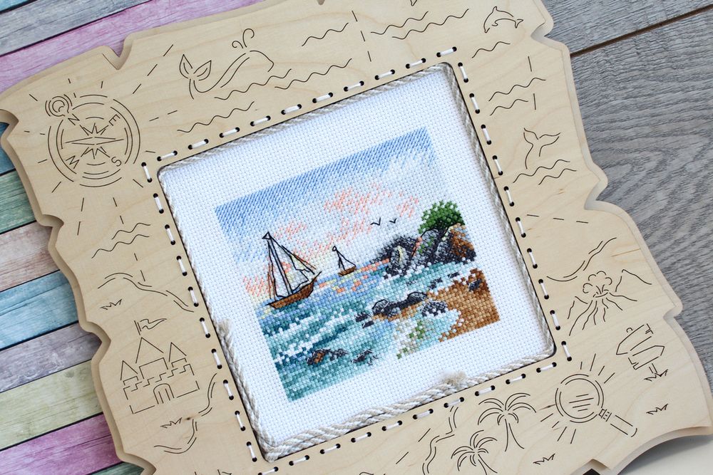 Набор для вышивания нитками МП Студия (Жар-птица), На морской волне, 10х11 см