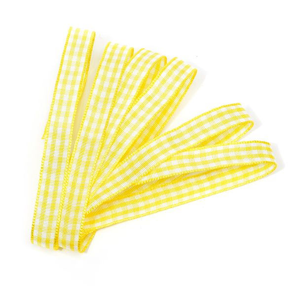 Лента тканевая с рисунком Клетка 10 мм, желтый/белый, уп. 20 м