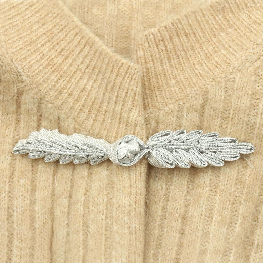 Сутажная застежка, 11 см (серебро), NO.4, 5 шт