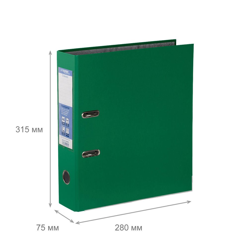 Регистратор PVC, мет.уг. 75 мм, 10 шт, Premier A4 арочный механизм, зеленый EC1022235, Expert Complete