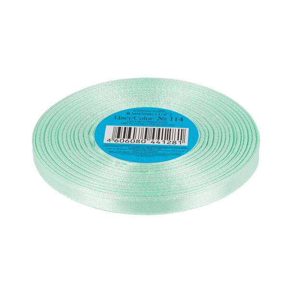 Лента атласная 1-сторонняя 6.0 мм / 33±2 метра, 114 мятный, Gamma