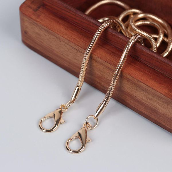 Цепочка-шнурок для сумки с карабинами железо d0,32смх120см золотой