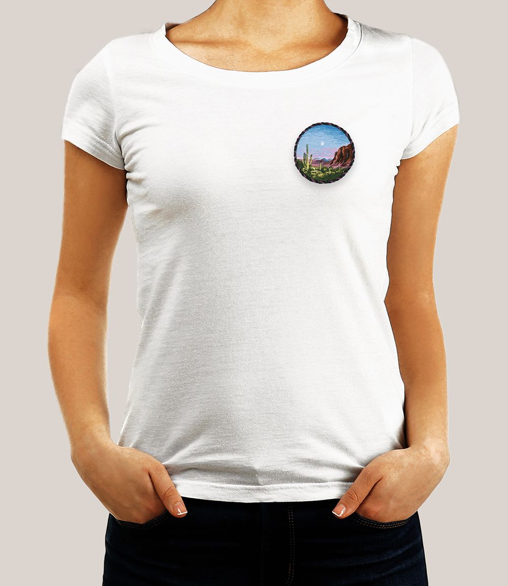 Набор для вышивания нитками Panna Живая картина JK-2295, Брошь. Каньон, 5.5х5.5 см