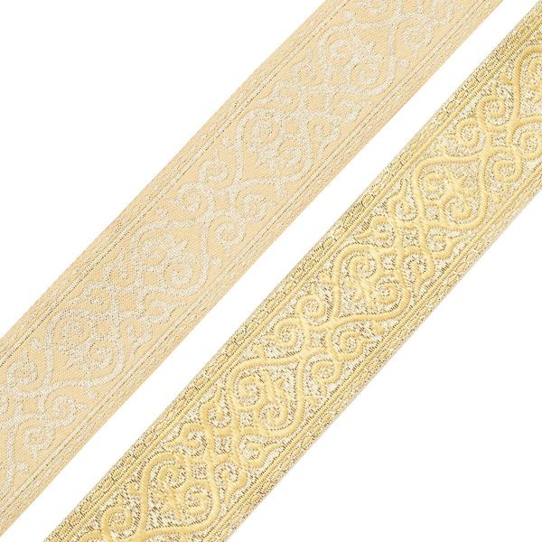 Лента (тесьма) жаккардовая 33.0 мм / 7.32 метра, желтый, 7222