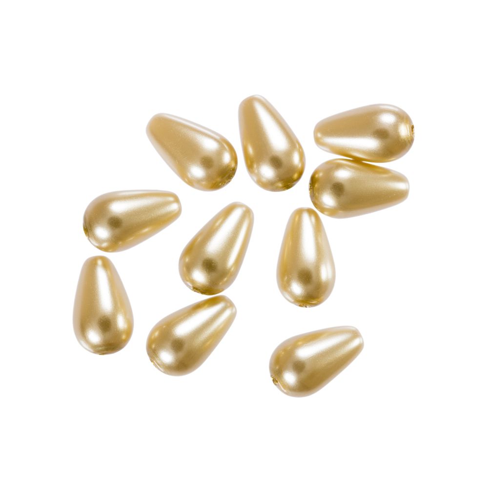 Бусины стекло под жемчуг 10х6 мм, фигурная, 10 шт, ванильный (vanilla), Preciosa 131-50-011