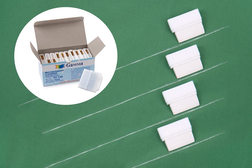 Мел портновский с точилкой, 10 шт, белый, Gamma ТС-130