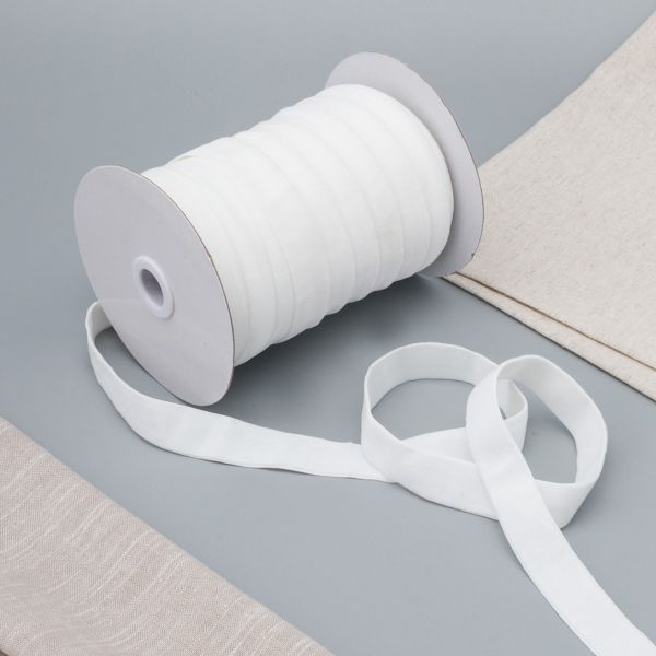 Лента бархатная (тесьма) эластичная 20.0 мм / 32.9±2 метров, 01 белый