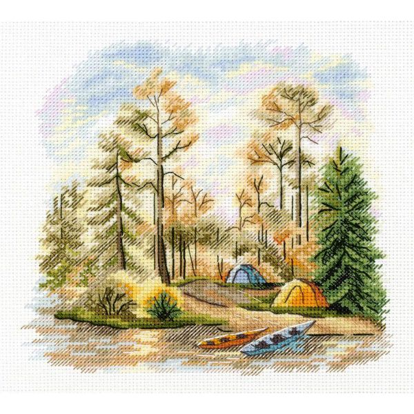 Набор для вышивания нитками МП Студия, В сосновом лесу 15х16см
