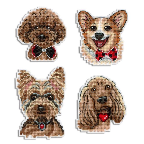 Набор для вышивания на пластиковой канве МП Студия Собачки 9х7см, Р-825