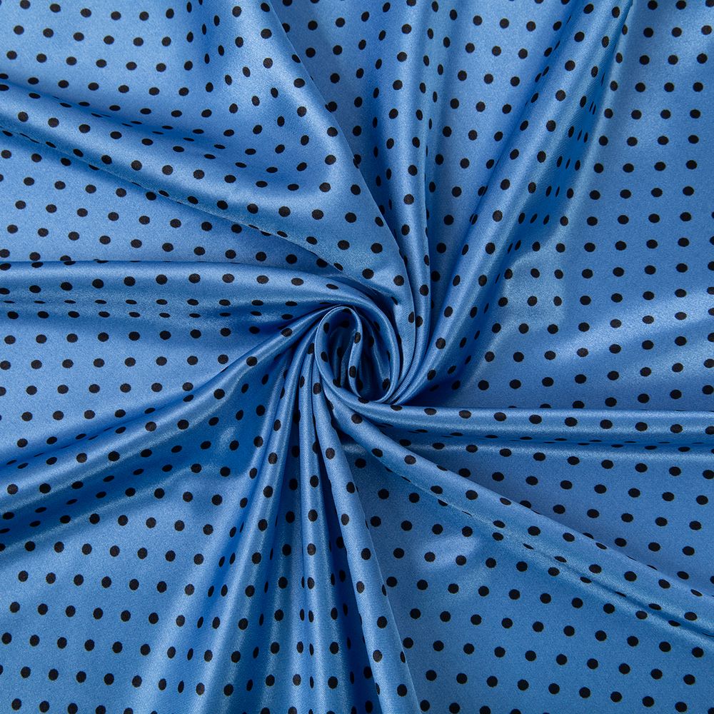 Ткань блузочная Poly satin 75 г/м², 200х145 см, 16 голубой/ черный, Gamma PSS-002