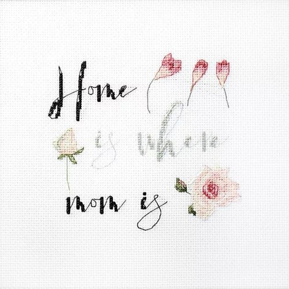 Набор для вышивания нитками LetiStitch, Дом там, где мама 13х12 см