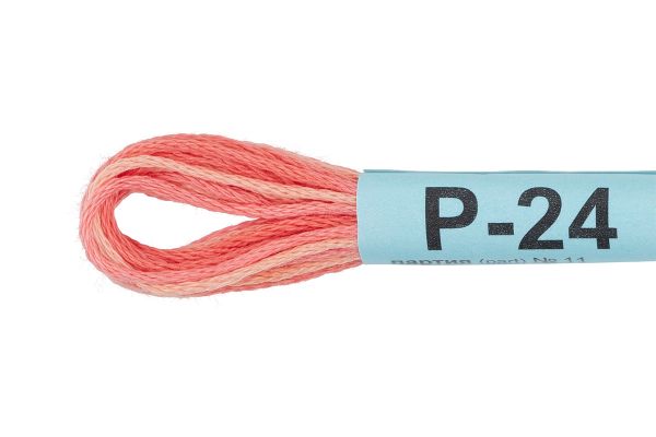 Мулине Gamma меланж, цв.Р-24 св.коралловый-св.розовый, 12 мотков по 8 метров