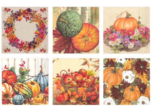 Салфетки для декупажа ассорти №74, 6 шт, Богатый урожай, Love2art №74