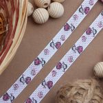 Лента репсовая (в рубчик) Девочка в платьице, 10 мм, 3м, бело-розовый