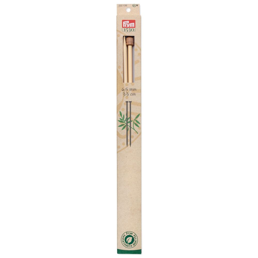 Спицы прямые, бамбук ⌀6,5 мм, 33 см, 2шт, Prym