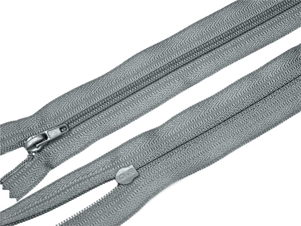 Молния спираль (витая) (цв.SBS) брючная Т4 (4 мм) 1 зам., н/раз., 20 см, автомат, S-243 серый, 100 шт