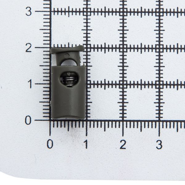 Фиксатор (зажим) для шнура пластик 2 отв., ⌀4.0 мм, 9х22 мм, цилиндр, ПП, 471 хаки, 100 шт