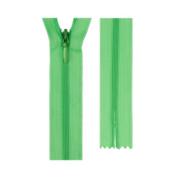 Молния потайная (скрытая) Т3 (3 мм) 1 зам., н/раз., 18 см, пластик, 229 св.зеленый, G013P Gamma, 10 шт