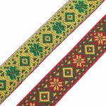 Лента (тесьма) жаккардовая 32.0 мм / 25±1 метров, рис. 9472, (красный/желтый/зеленый) С1853Г17
