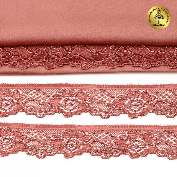 Кружево стрейч (эластичное) 30 мм / 5 метров, TBY.L839, цв.F139 коралловый, Kruzhevo